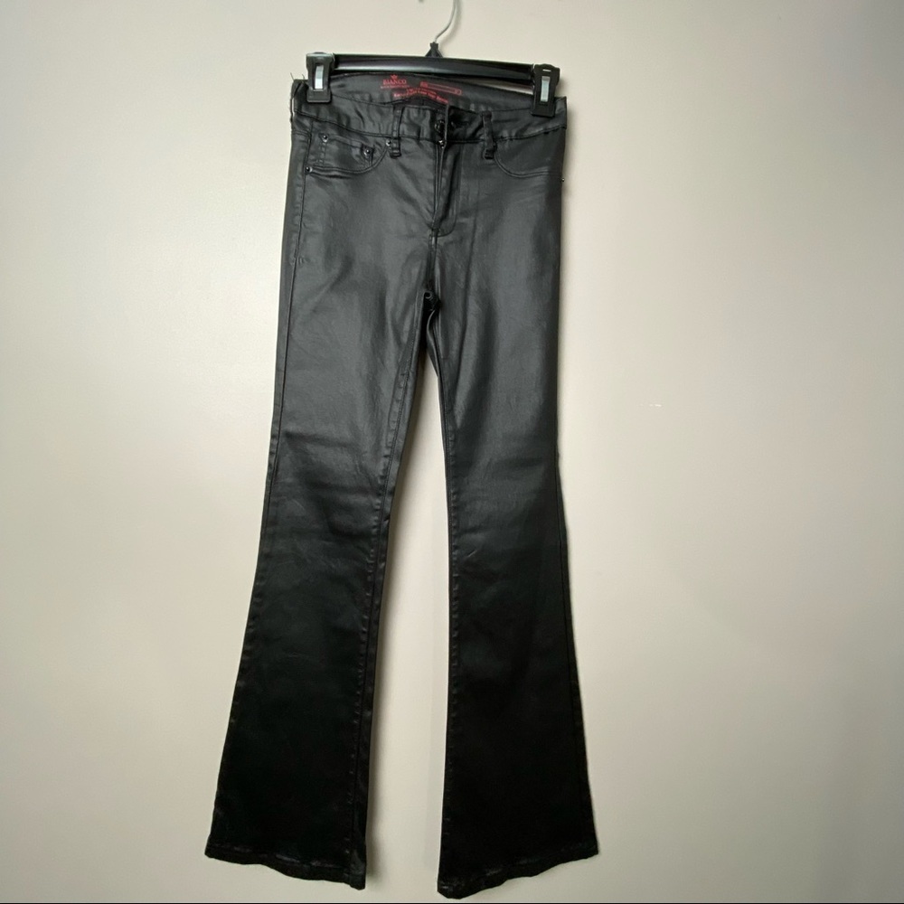 Bianco Black  Faux Leather Bootcut Pants
